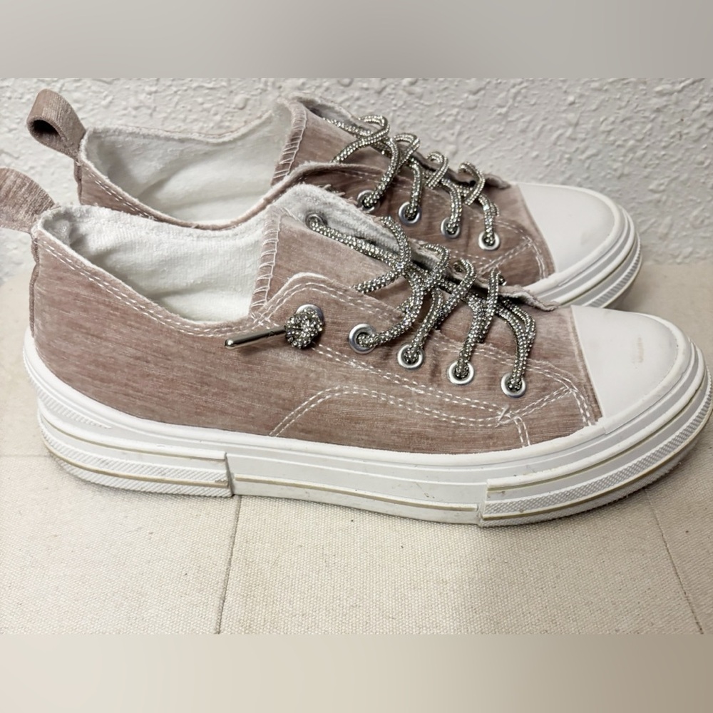 Very G Dusty Tan Velvet Platform Sneakers